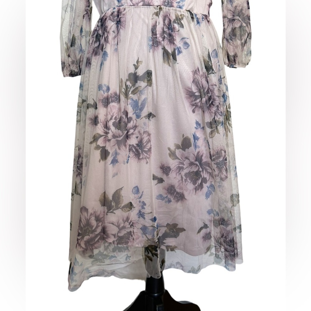 Candalite Woman’s Medium Long-Sleeve Chiffon Mesh
Floral Colorful Midi Dress - Picture 8 of 9